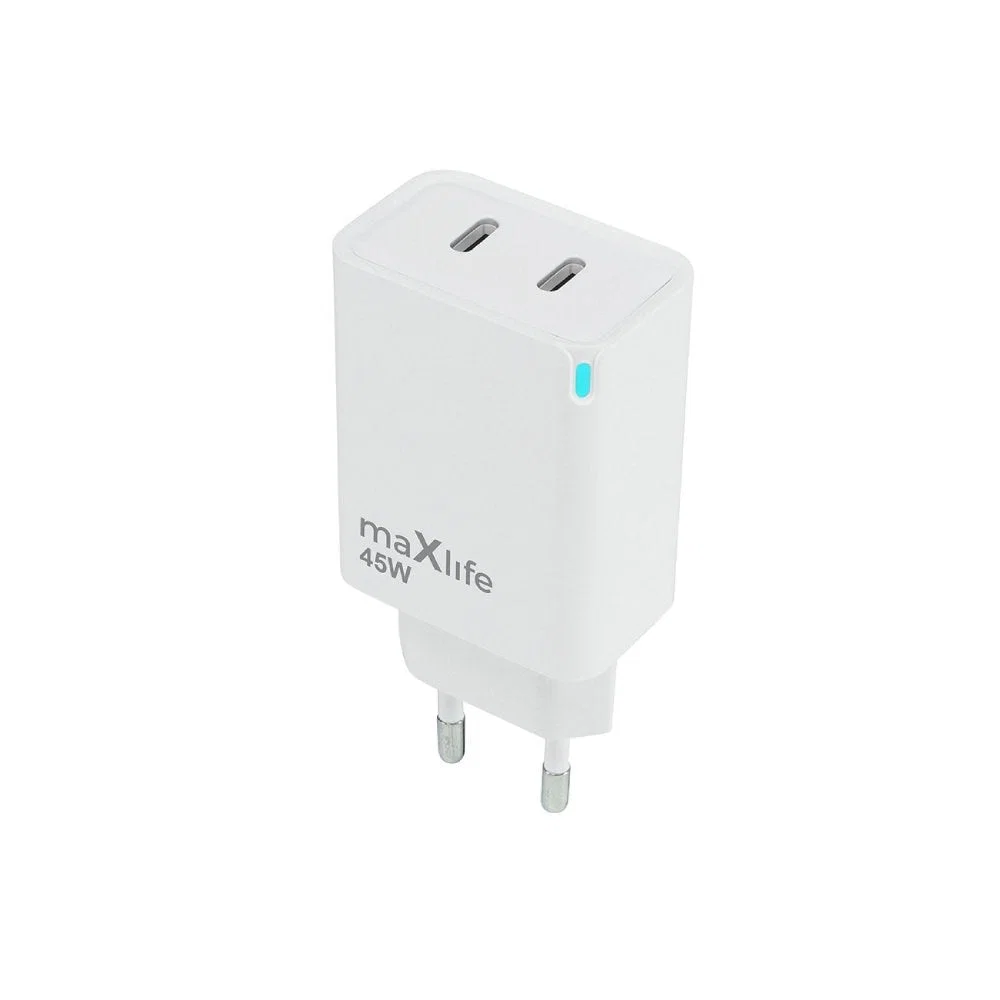 Maxlife OEM0101411 Dubbel USB-C GaN PD QC Väggladdare 45W