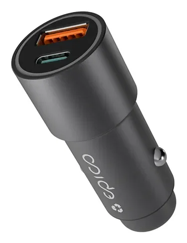 Epico Resolve Dubbel biladapter PD med USB-C & USB-A 38W