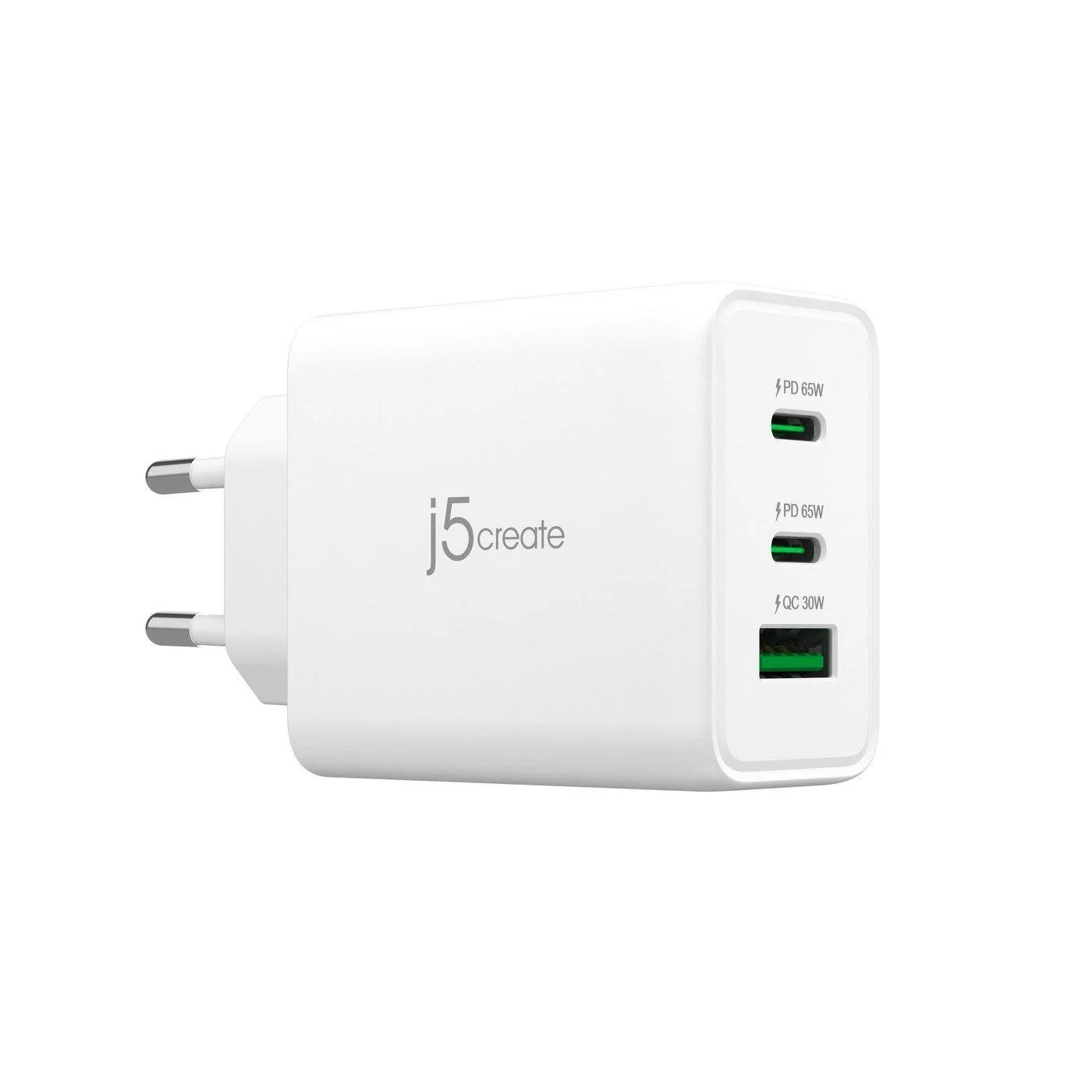 J5Create GaN USB-C 65W 3-portars väggladdare