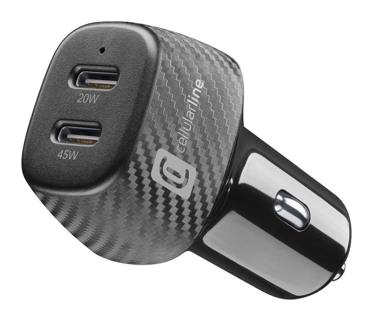 Cellularline Hyper 2 x USB-C Bilbatteriladdare CBRUSB2PD65WK 65W