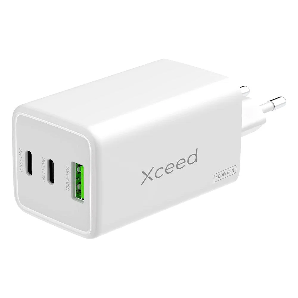 Xceed GaN Väggladdare med 2 x USB-C 1 x USB-A 100W