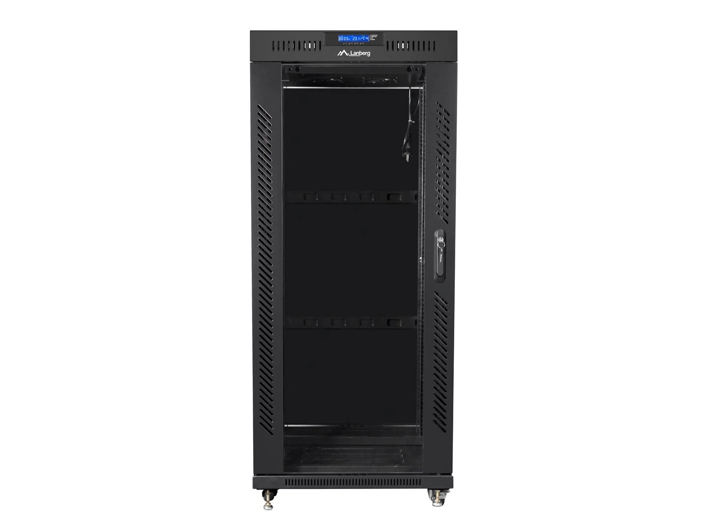 Lanberg 27U 800X1200 Fristående Rack Cabinet Glasdörr Svart