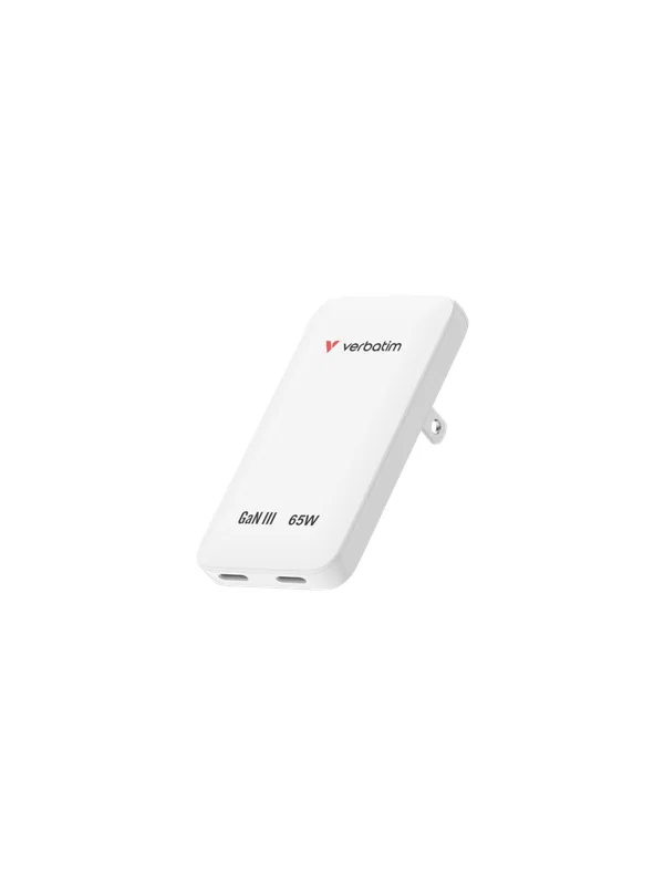Verbatim Slim GaN Väggladdare 2 Port EU/UK/US 65W