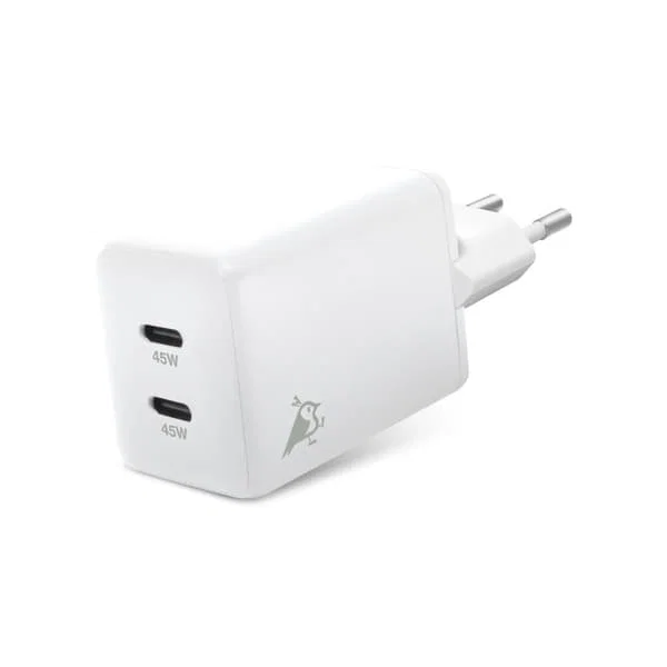 Aqiila Chargebird W2 2xUSB-C Väggladdare GaN 45W