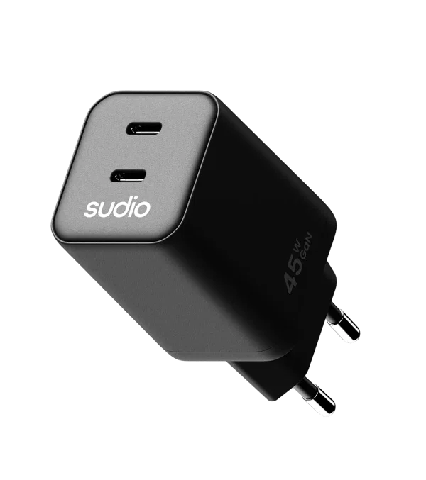 Sudio P2 EUBLK GaN Dubbel USB-C Väggladdare 45W